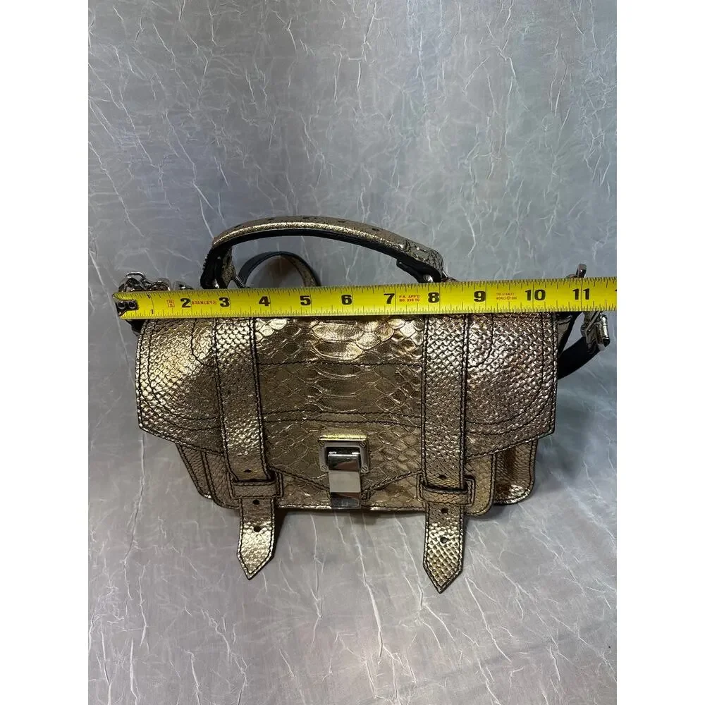 Proenza Schouler PS1 Satchel Metallic Bronze Python-Embossed Satchel